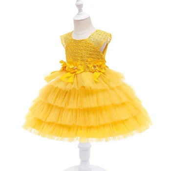 Детское свадебное платье для маленькой девочки, Элегантный костюм для девочек на День рождения, платье принцессы для детей, вечерние платья