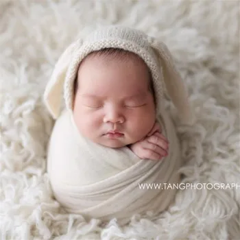 Кремовая эластичная трикотажная накидка для новорожденных, трикотажная накидка для новорожденных, пеленальное одеяло для новорожденных, реквизит для фотосъемки
