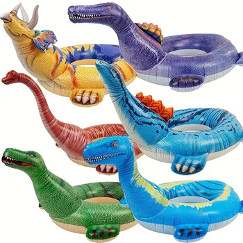 Летний надувной бассейн с динозавром, имитация плавательного кольца с трицератопсом, Водная игра на открытом воздухе, игрушки для отдыха, подарки для детей